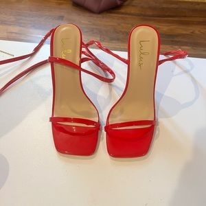Lulus red lace up heel